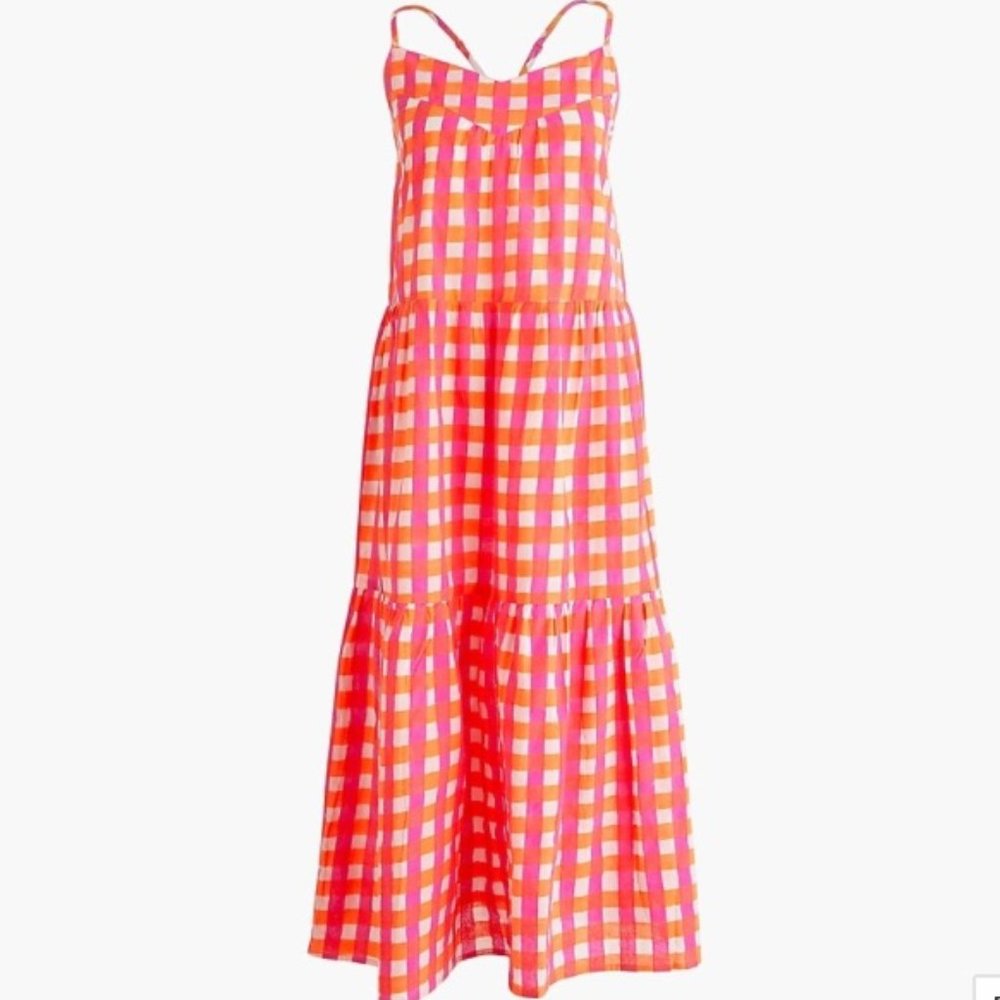 SZ Blockprints™ X J.Crew tiered dress in gingham pink Size Large